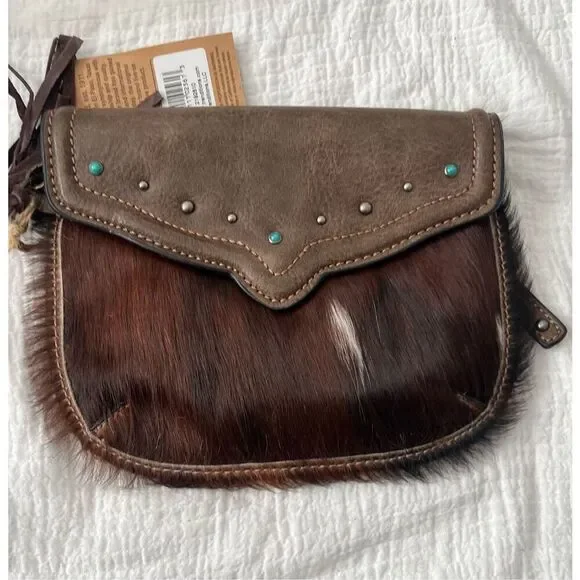 Tony Lama Western Brindle Cowhide Hair Wristlet Wallet NEW NWT - Picture 1 of 5